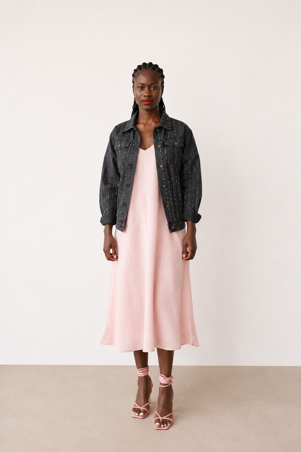 Linen Spaghetti Strap Dress