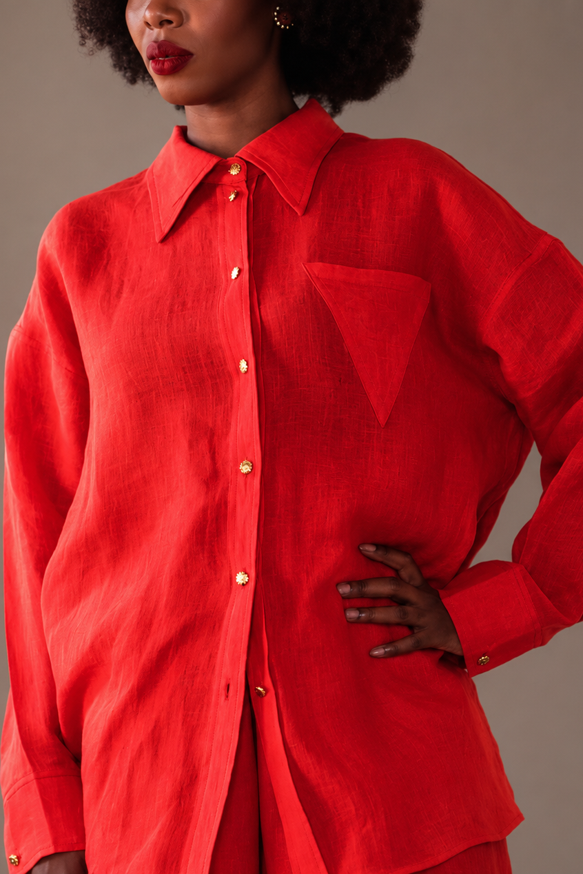 Linen Button Down Long Sleeve Shirt