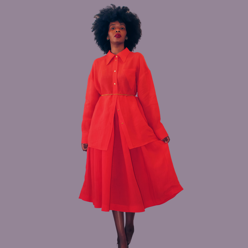 Sheer Red Linen skirt (Copy)