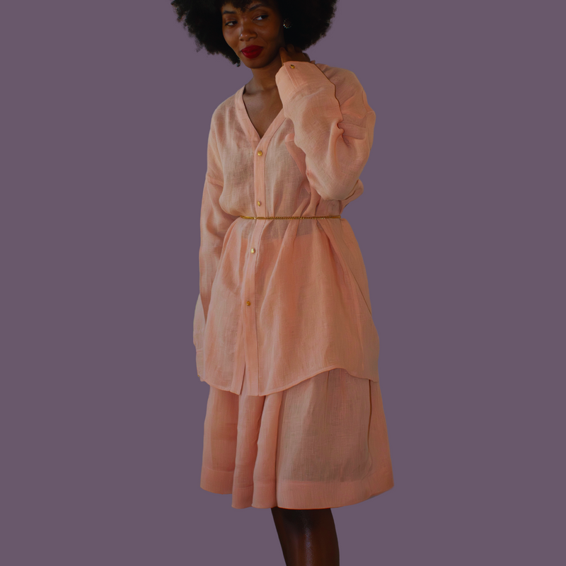 Light Coral Linen Skirt