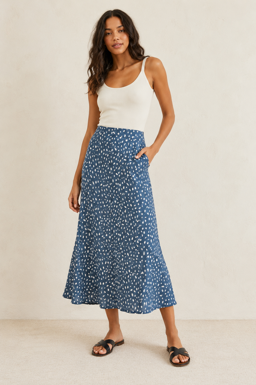 Linen Midi Skirt