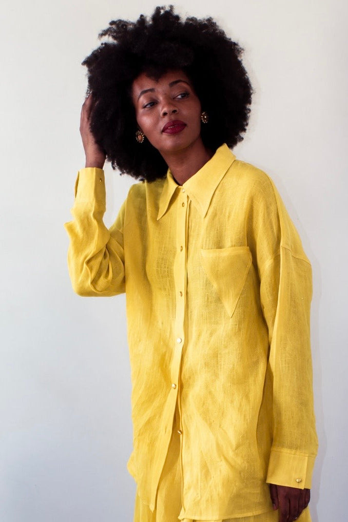 Linen Button Down Long Sleeve Shirt