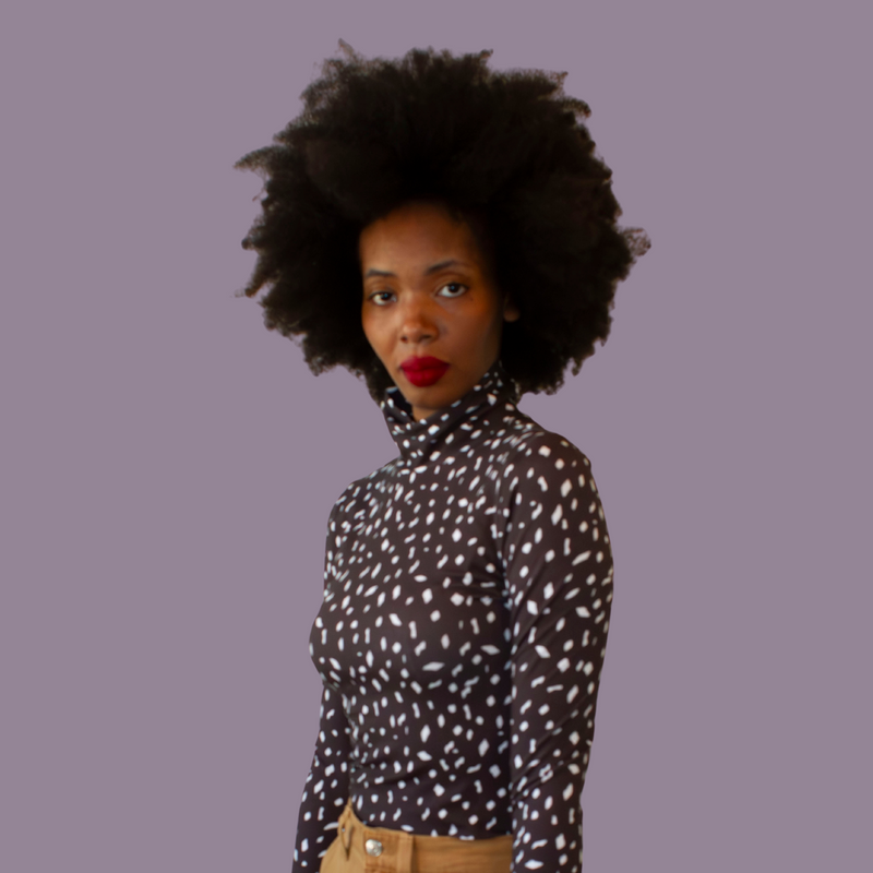 Black Printed Long Sleeve Cotton Bodysuit