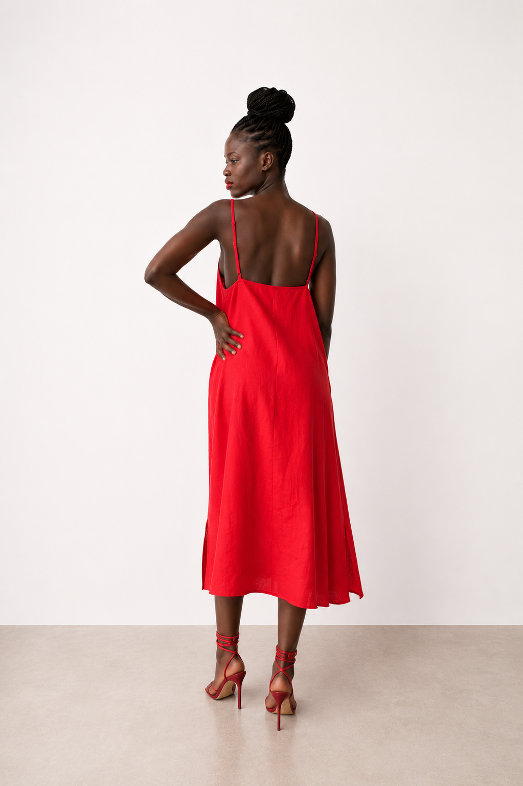 Linen Spaghetti Strap Dress
