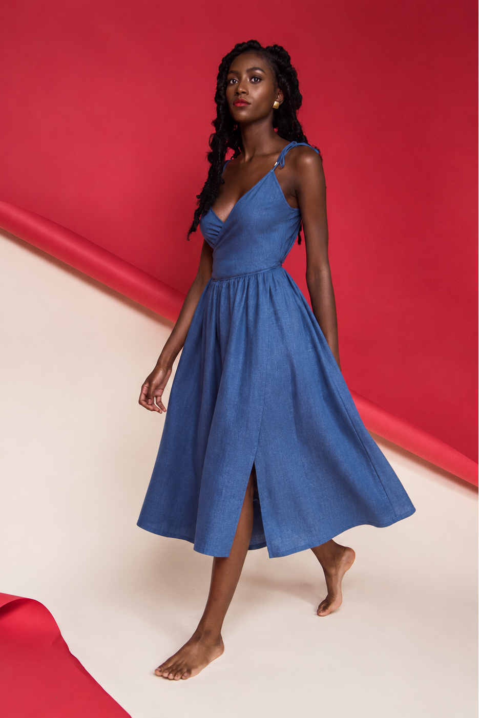 Linen Spaghetti Strap Wrap Dress (Copy)