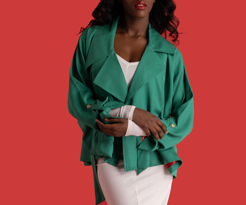 Green Short Trench Coat
