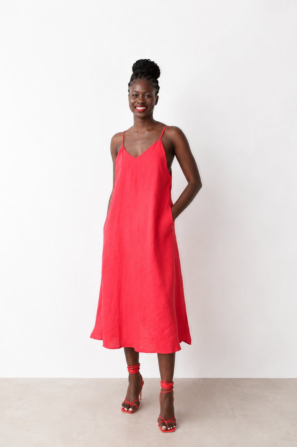 Linen Spaghetti Strap Dress