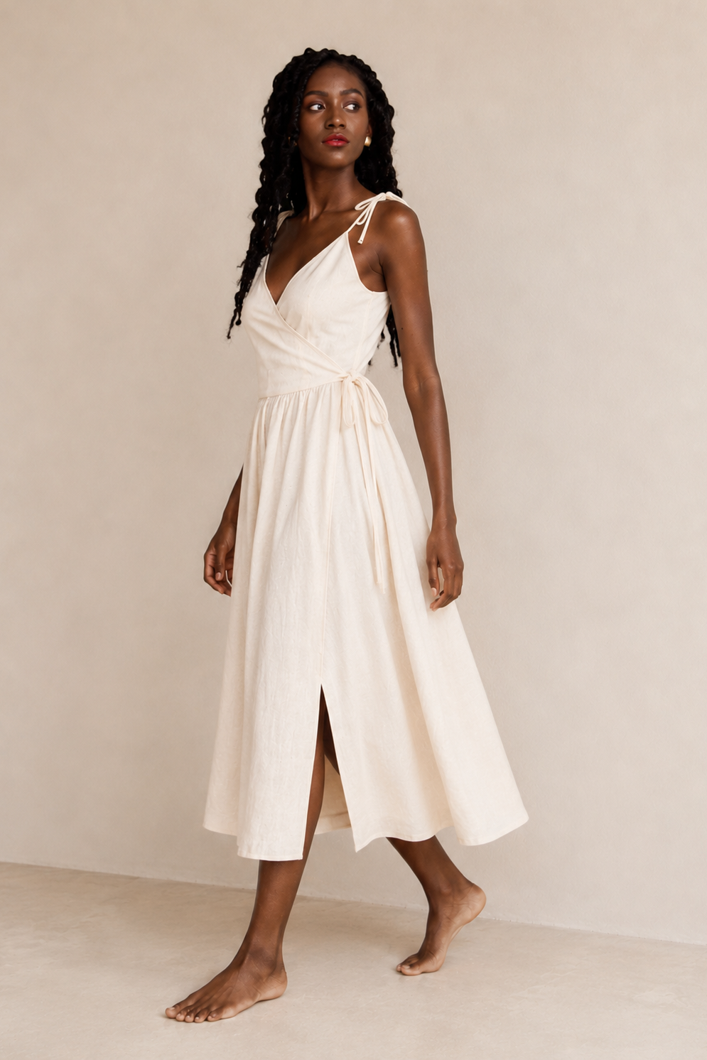 Linen Spaghetti Strap Wrap Dress (Copy)