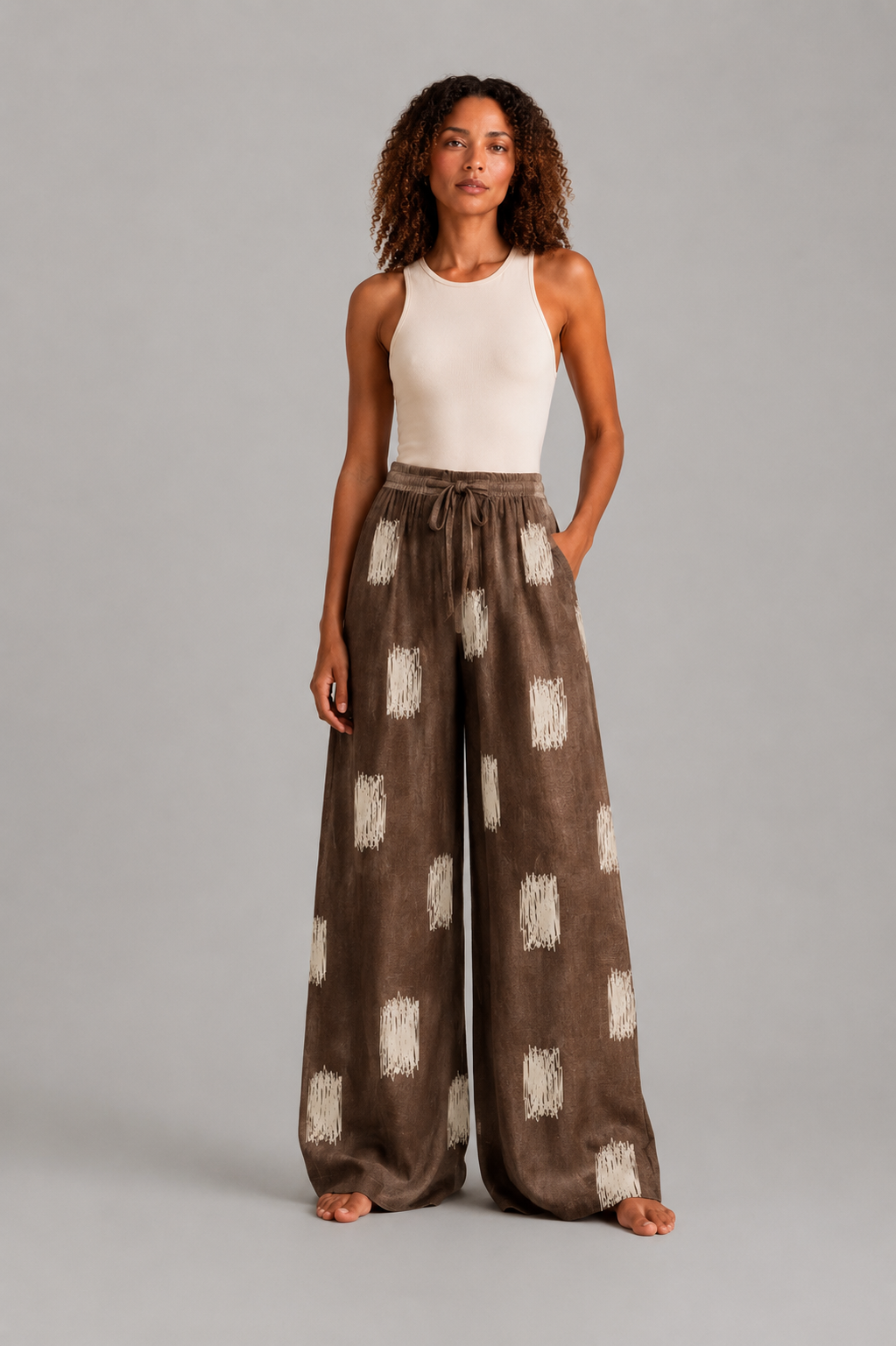 Linen Wide Leg High Waist Pant