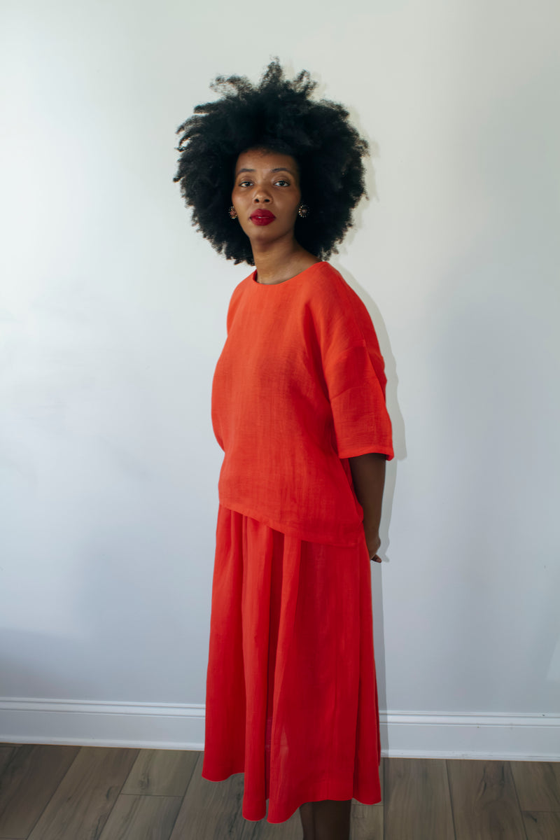 Red Linen T-Shirt