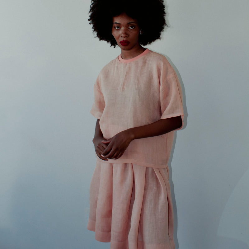 Light Coral Linen Skirt
