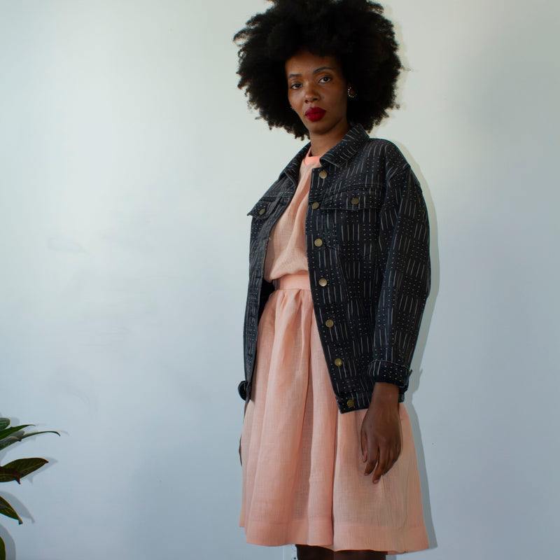 Black Printed Denim Jacket