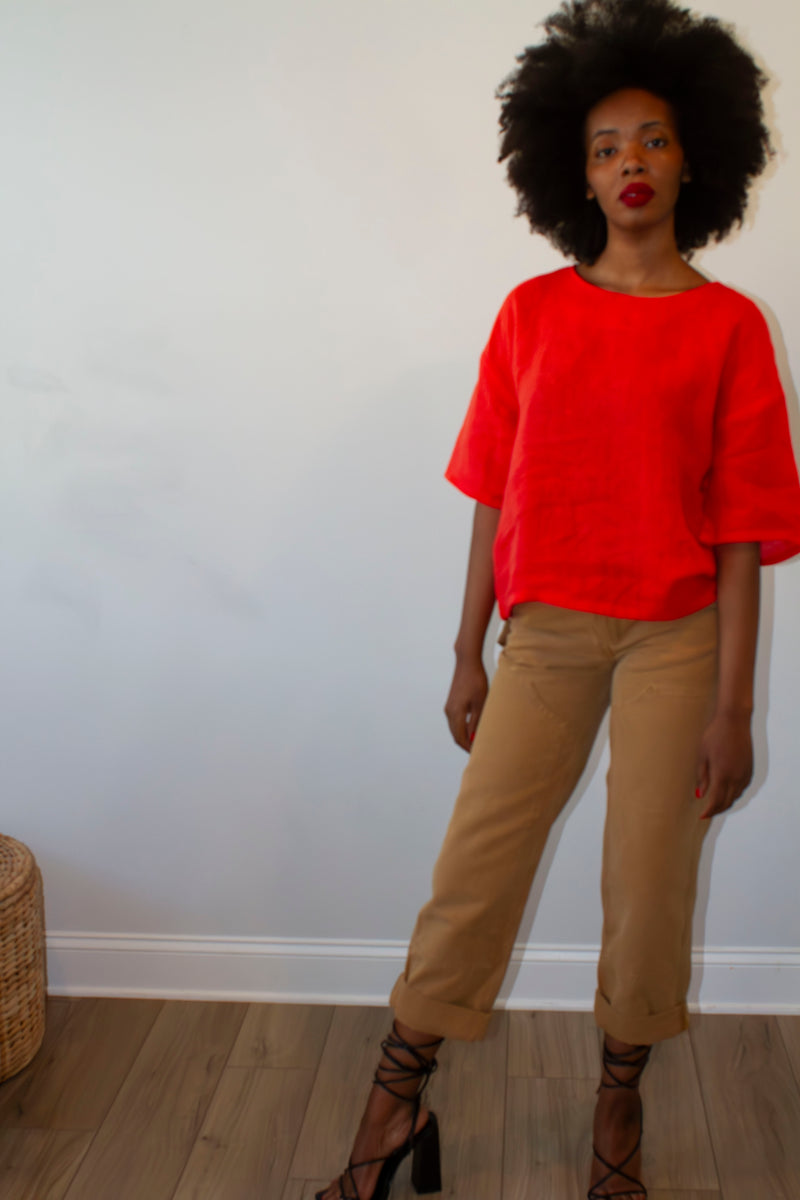 Red Linen T-Shirt