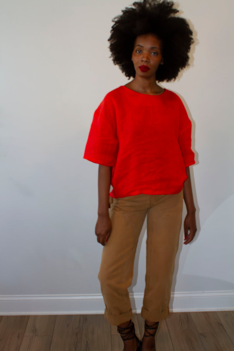 Red Linen T-Shirt