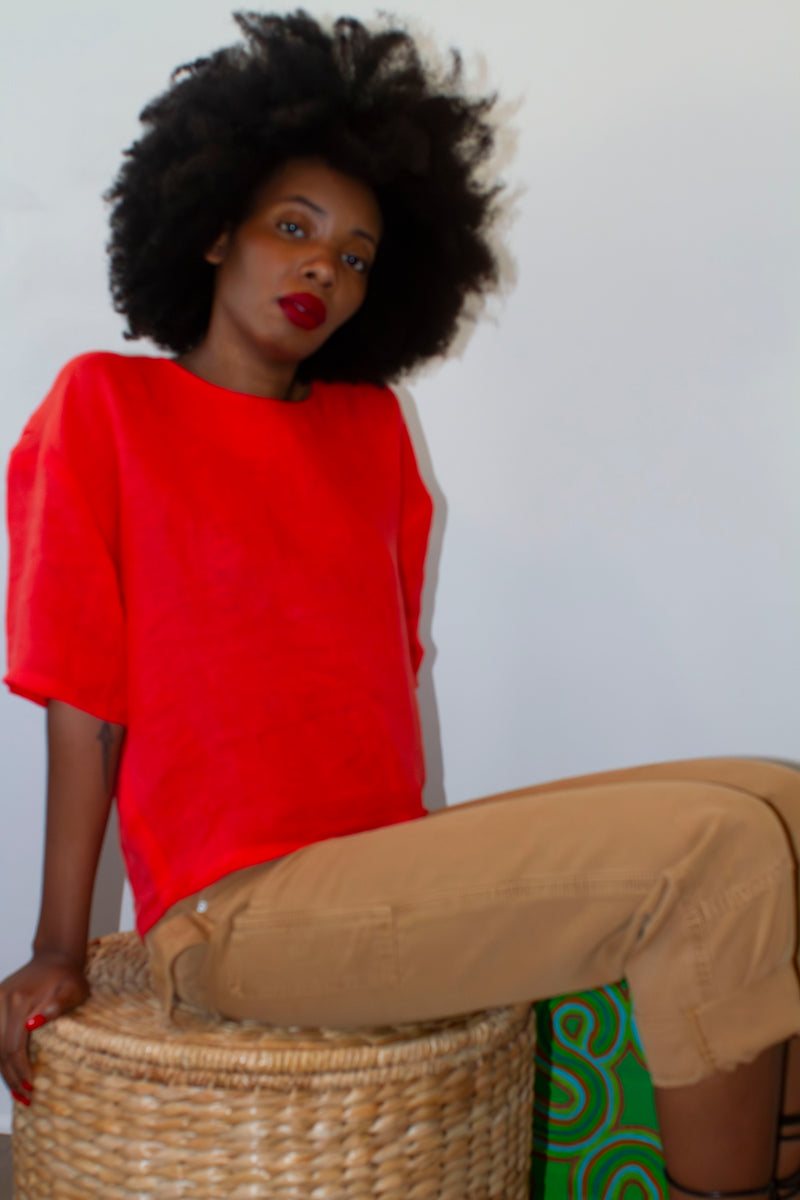 Red Linen T-Shirt