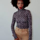 Black Printed Long Sleeve Cotton Bodysuit
