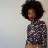 Black Printed Long Sleeve Cotton Bodysuit