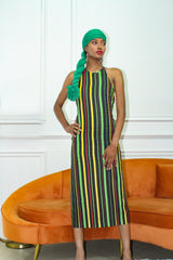 Backless Striped Linen Dress