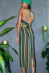 Backless Striped Linen Dress