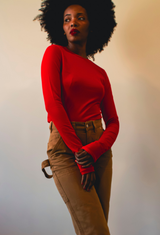 Red Long Sleeve Cotton Bodysuit