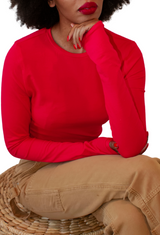 Red Long Sleeve Cotton Bodysuit