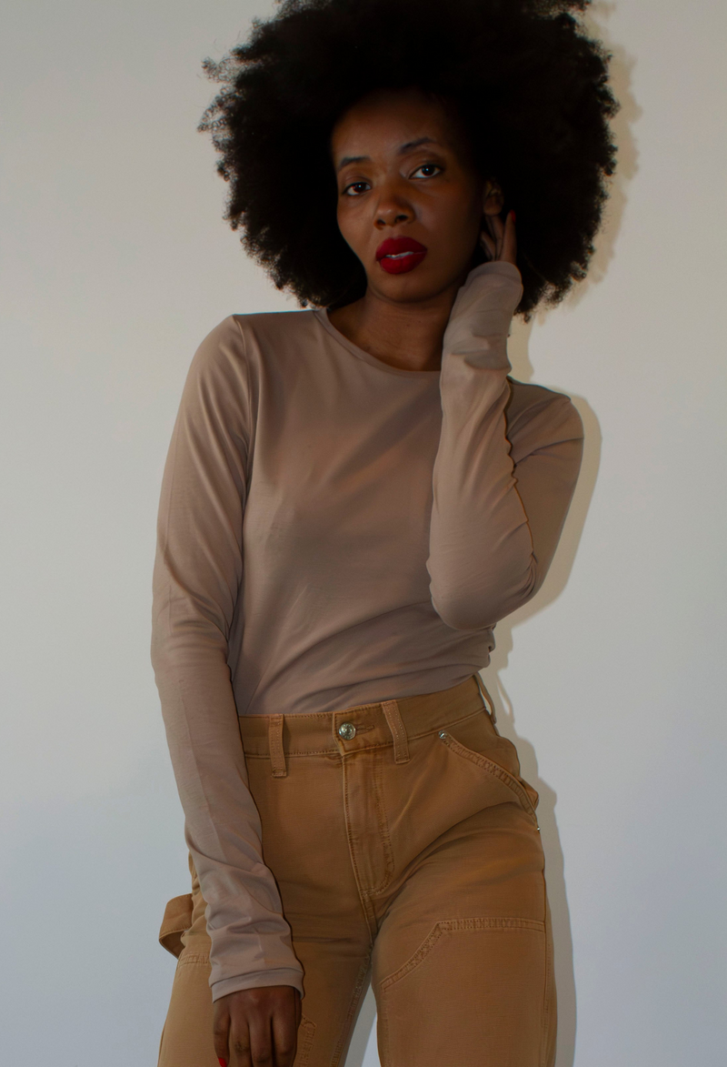 Taupe Long Sleeve Bodysuit